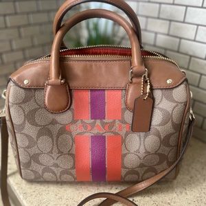 Coach Signature Mini Bag with Spring Colored Stripes
